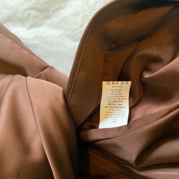 HOUSE OF CB 'Faye' Chocolate Satin Pleated Midi Dress - Picture 8 of 10